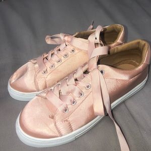 Pink satin sneakers